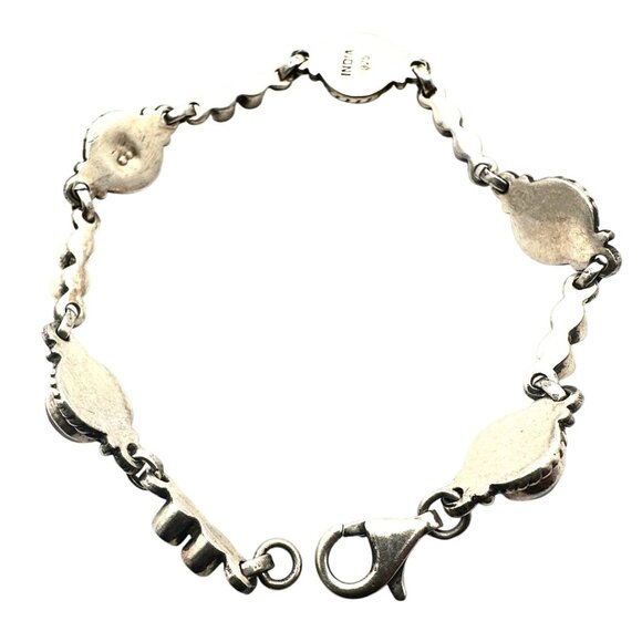 Purple Amethyst & Moonstone Gemstone Sterling Silver Bracelet 7 Inch 13 Grams - Picture 2 of 6